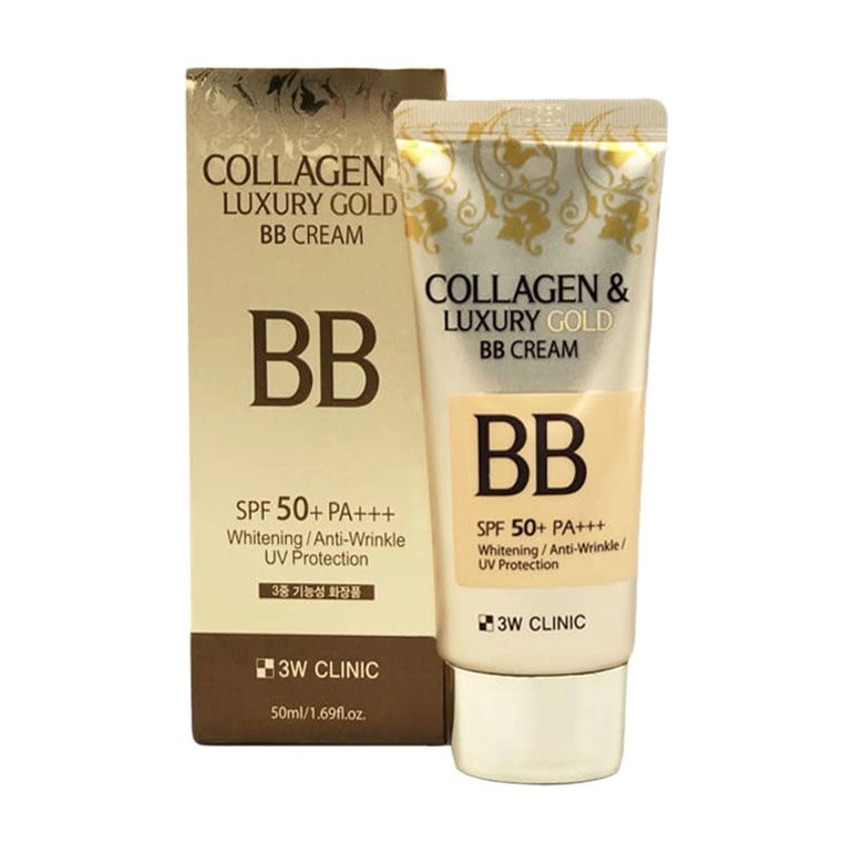 ВВ-крем для обличчя з колагеном та золотом - 3W Clinic Collagen & Luxury Gold BB Cream SPF50+/PA+++, 50 мл - фото N1