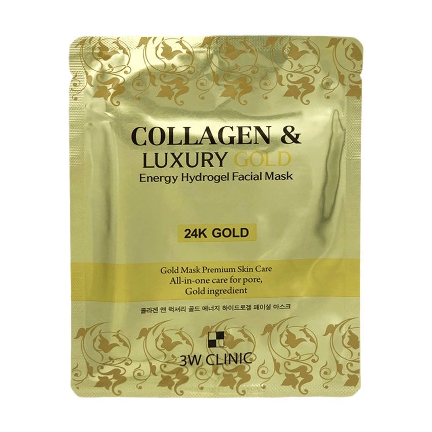 3W Clinic Гідрогелева маска для обличчя Collagen & Luxury Gold Energy Hydrogel Facial Mask з золотом, 30 г - фото N2