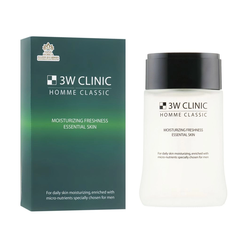 3W Clinic Чоловічий освіжальний тонер для обличчя Homme Classic Moisturizing Freshness Essential Skin, 150 мл - фото N1