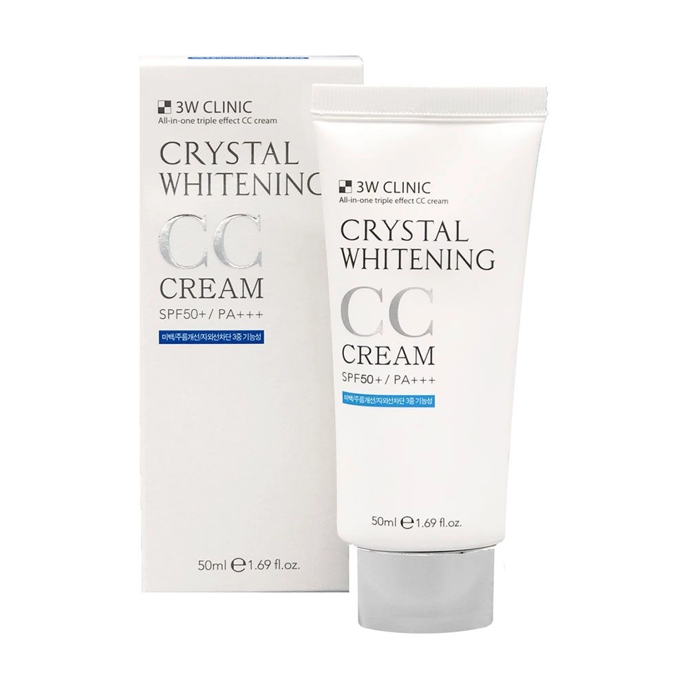 3W Clinic Осветляющий CC-крем для лица Crystal Whitening CC Cream SPF50+/PA +++ 01 Glitter Beige, 50 мл - фото N2