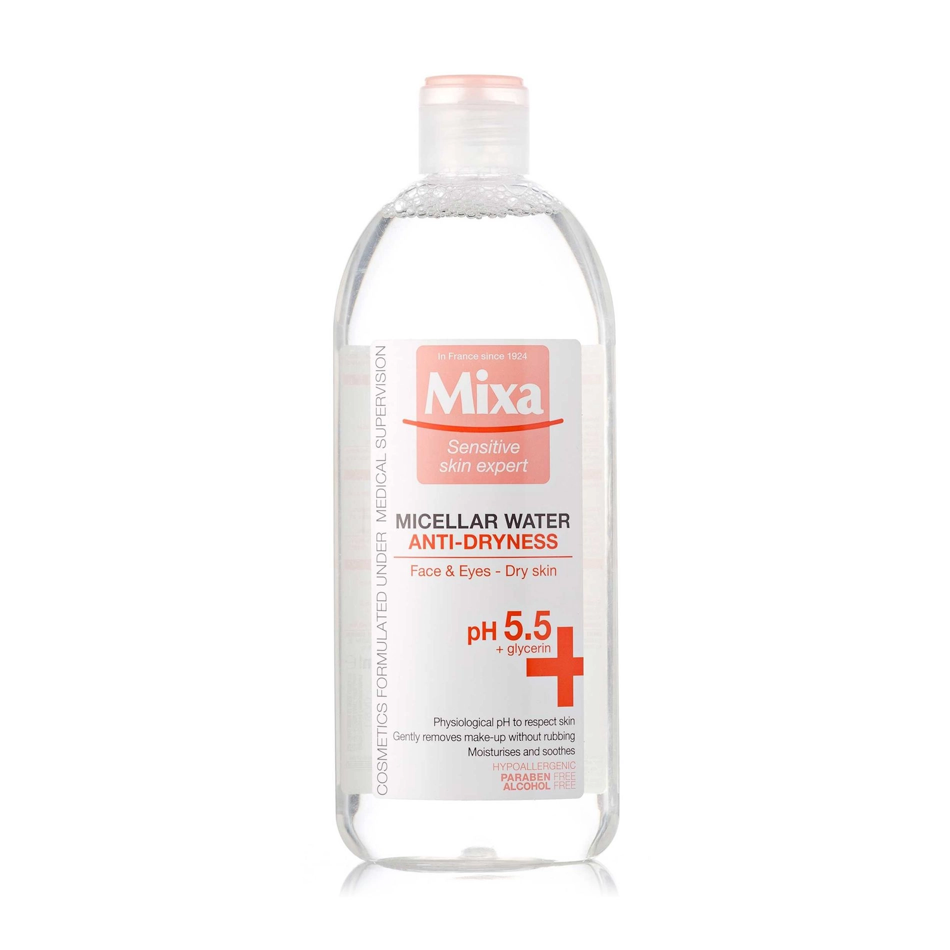 Mixa Міцелярна вода для обличчя Anti-Dryness Micellar Water для сухої шкіри, pH 5.5, 400 мл - фото N1
