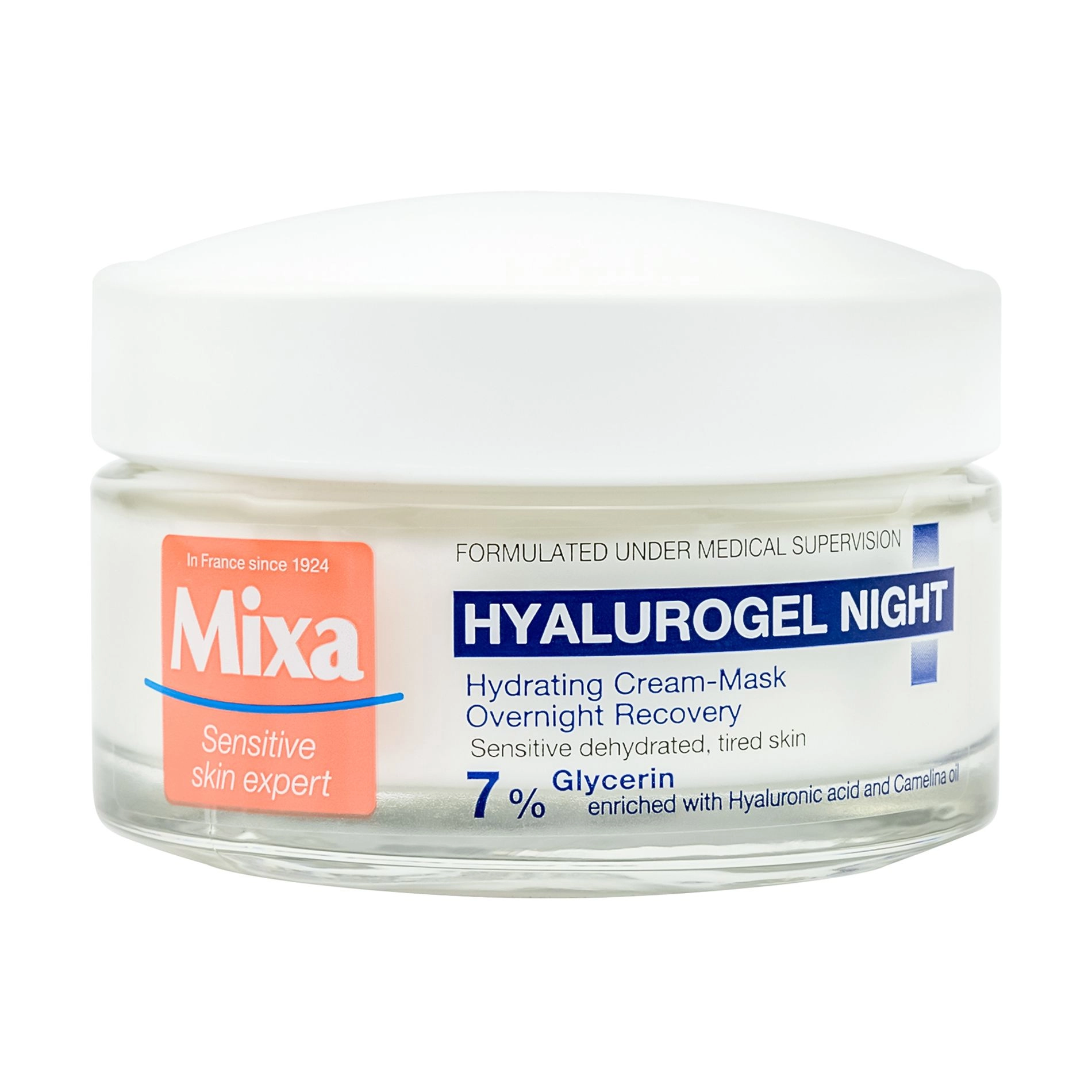 Mixa Нічний крем-маска для обличчя Hyalurogel Night Hydrating Cream-Mask зволоження та відновлення чутливої шкіри, 50 мл - фото N1