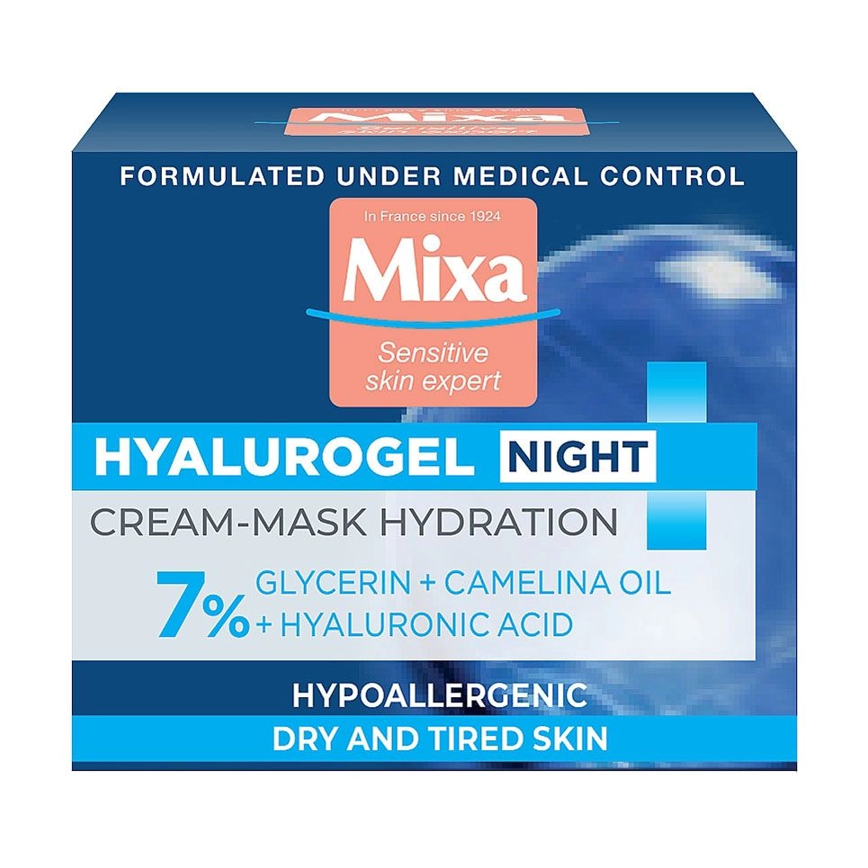 Mixa Нічний крем-маска для обличчя Hyalurogel Night Hydrating Cream-Mask зволоження та відновлення чутливої шкіри, 50 мл - фото N3