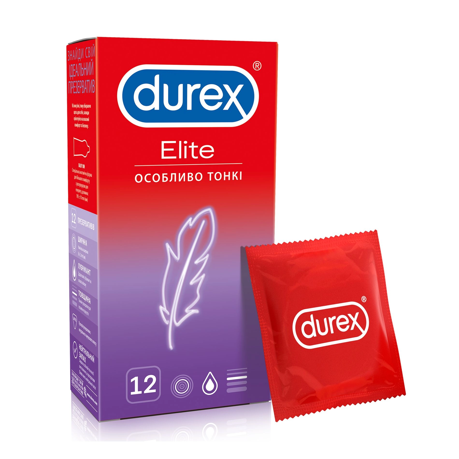 Durex Презервативи Elite Особливо тонкі, 12 шт - фото N1