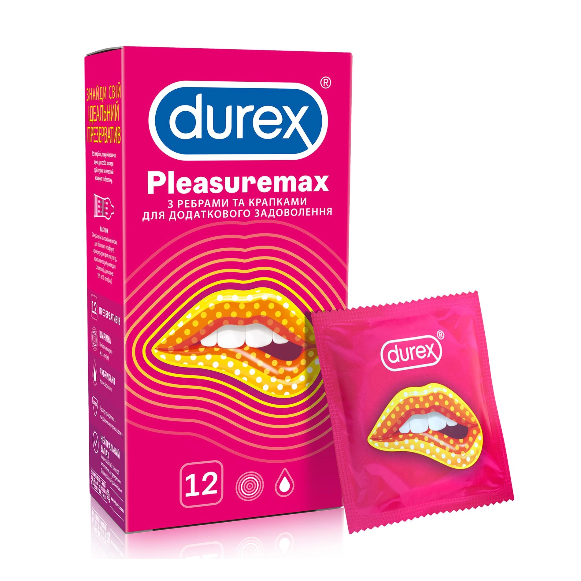 Durex Презервативи Pleasuremax З ребрами та крапками, 12 шт - фото N1