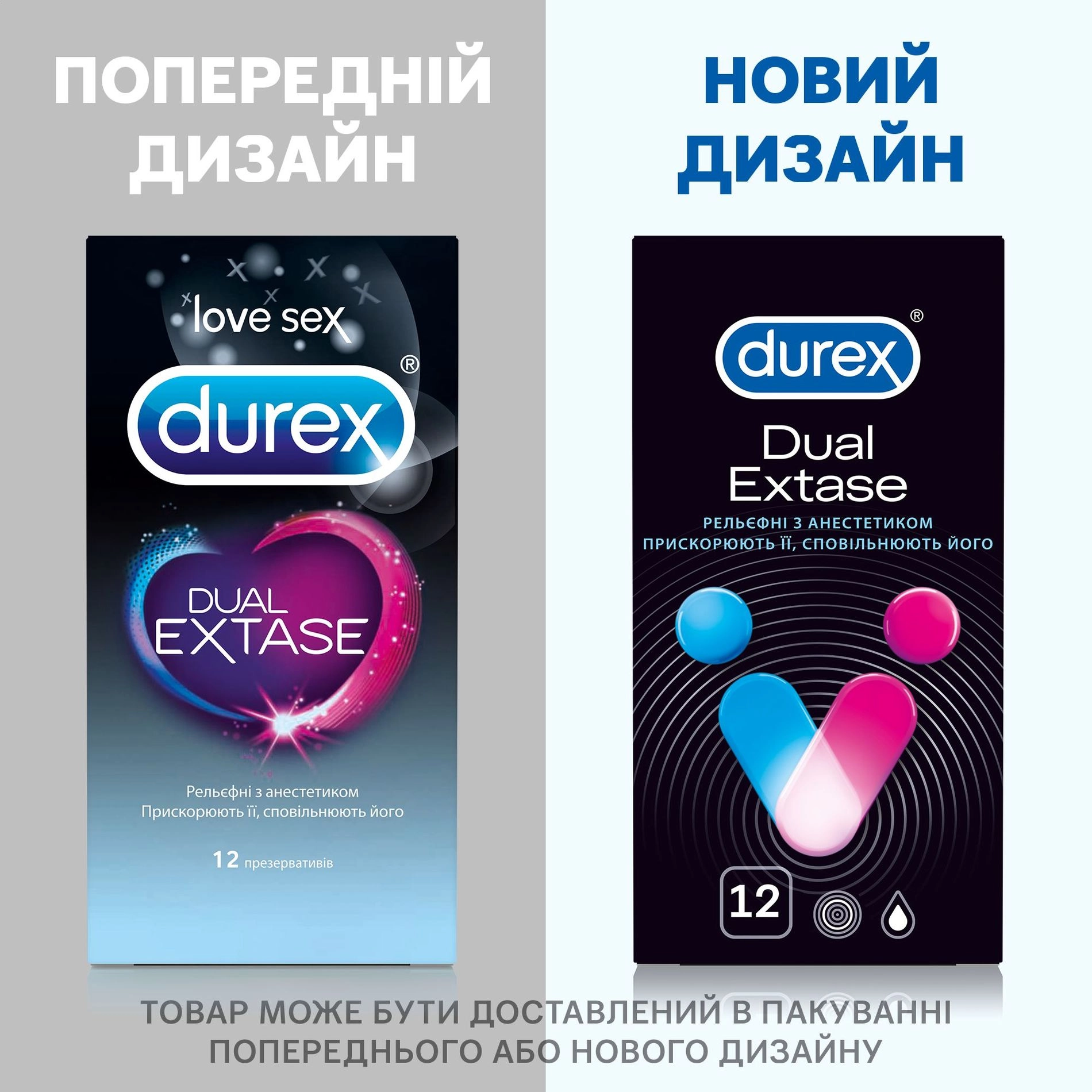 Durex Презервативи Dual Extase Рельєфні з анестетиком Прискорюють її, сповільнюють його, 12 шт - фото N3