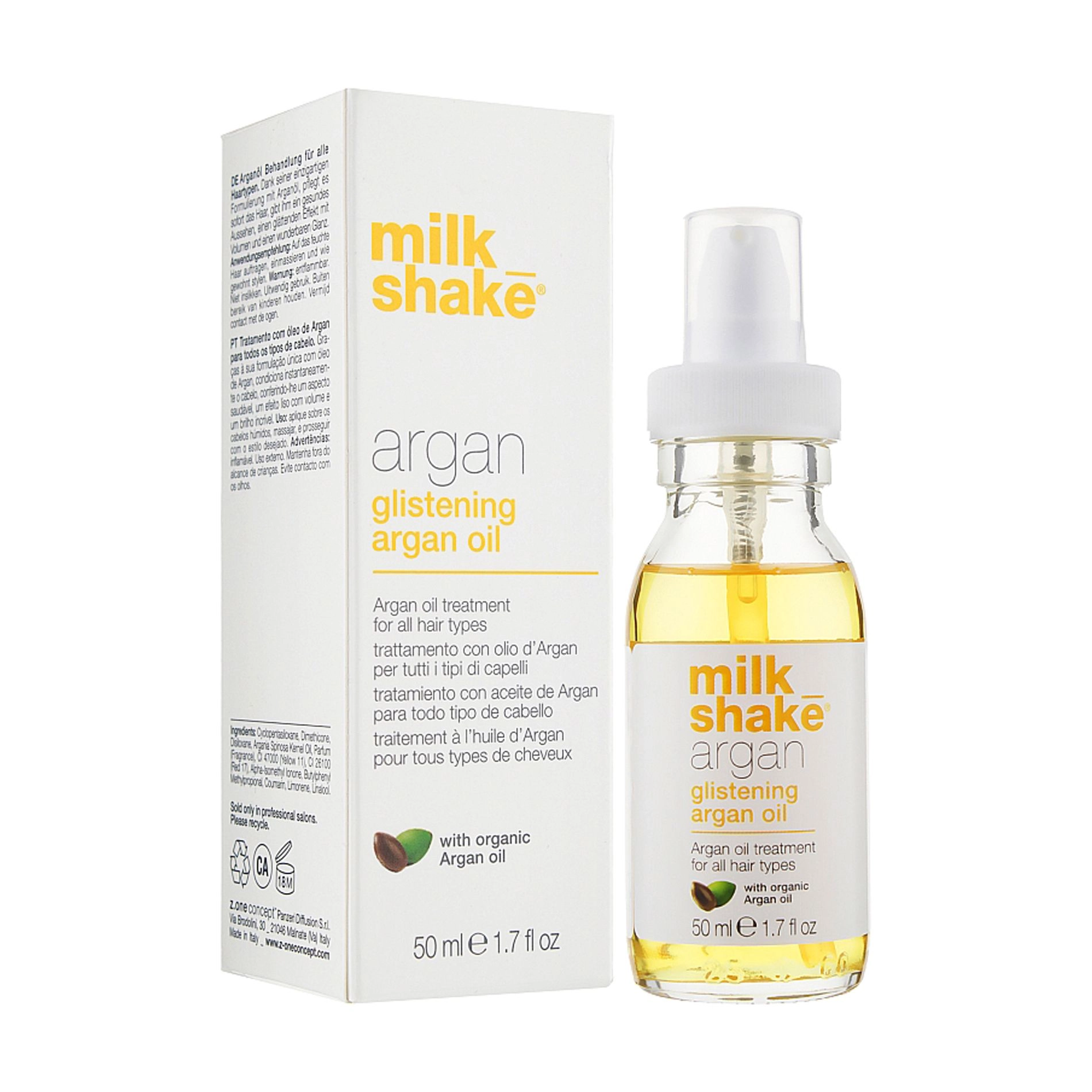 Milk Shake Аргановое масло Argan Glistening Argan Oil для глубокого  восстановления и блеска всех типов волос, 50 мл - купить, цена, отзывы -  Icosmo