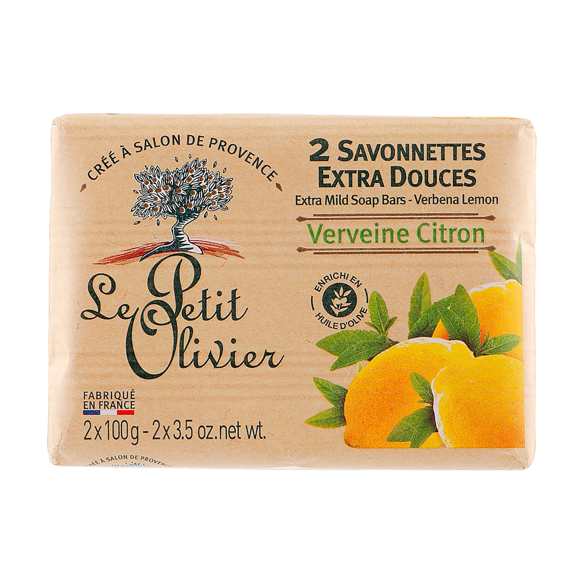 Le Petit Olivier Екстра ніжне мило Вербена-лимон, 2*100 г - фото N1