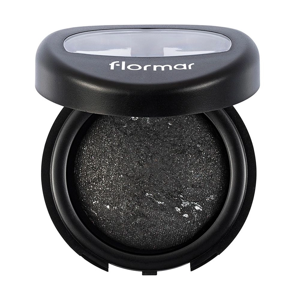 Flormar Запечені тіні для повік Diamonds Baked Eye Shadow D02 Black Glitters, 5 г - фото N1