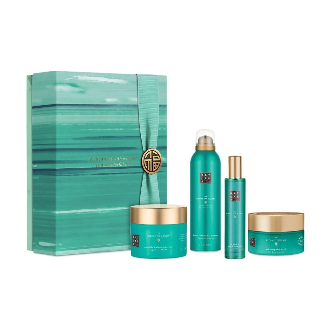 Rituals Набор The Ritual Of Karma Soothing Collection (скраб для тела, 300 г + гель для душа, 200 мл + крем для тела, 200 мл + мист для тела, 50 мл) - фото N1