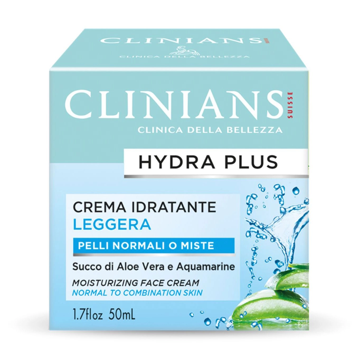 Clinians Крем для лица Hydra Plus для нормальной и комбинированной кожи, с алоэ и морской водой, 50 мл - фото N1
