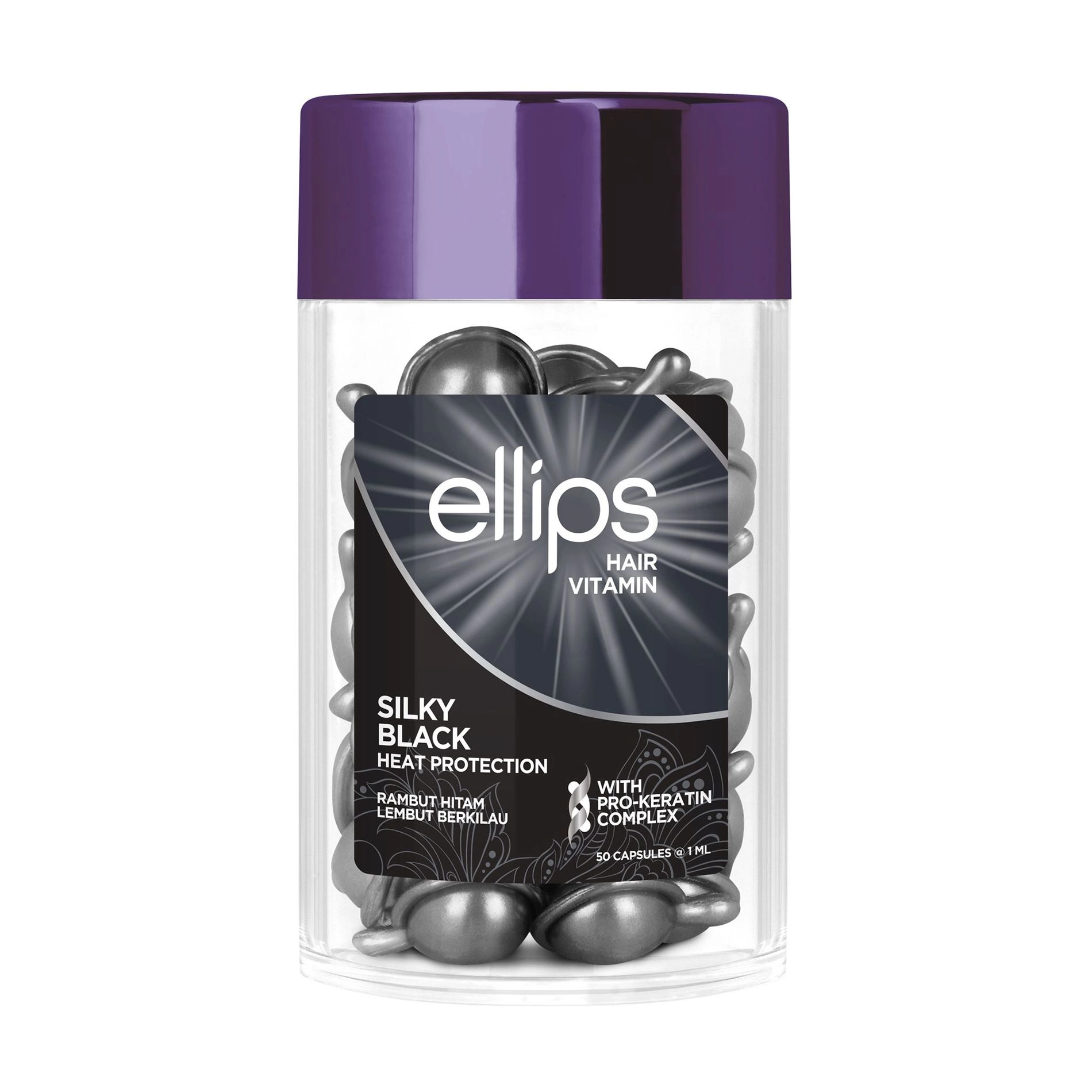Витамины для волос "Шелковая ночь" с про-кератиновым комплексом - Ellips Hair Vitamin Silky Black With Pro-Keratin Complex, 50x1 мл - фото N1