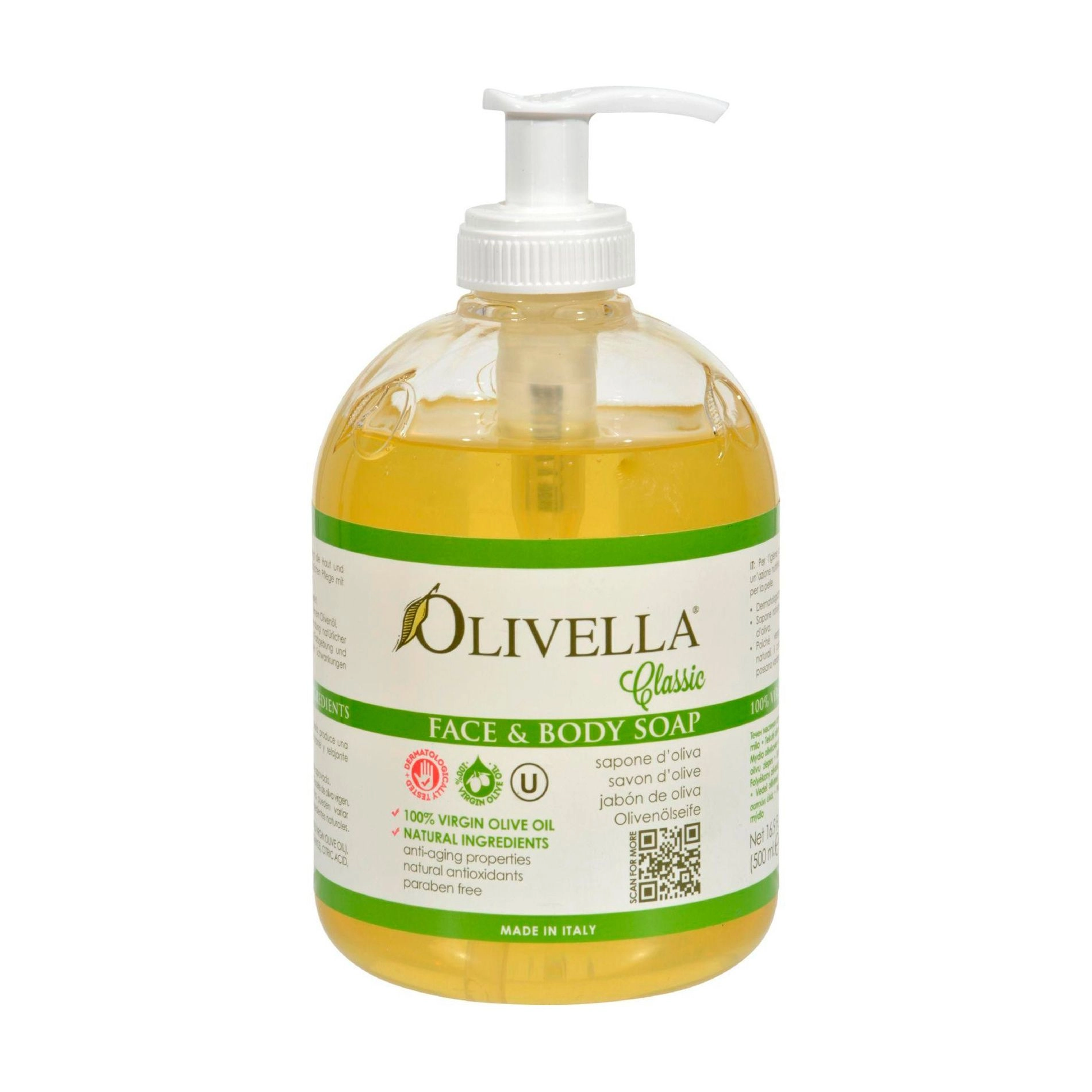 Olivella Мыло Жидкое для лица и тела на основе оливкового масла 500мл - фото N1