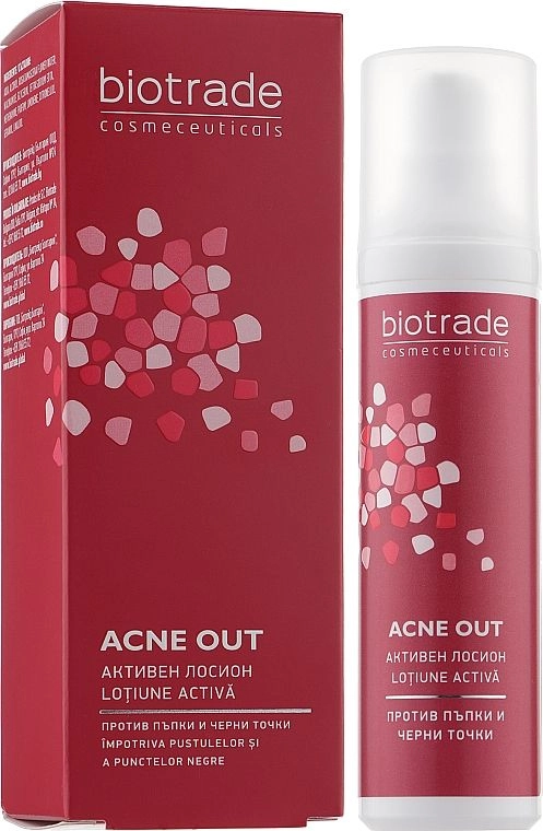 Активний антибактеріальний лосьйон проти акне для жирної та проблемної шкіри локального застосування - Biotrade Acne Out Active Lotion, 60 мл - фото N1