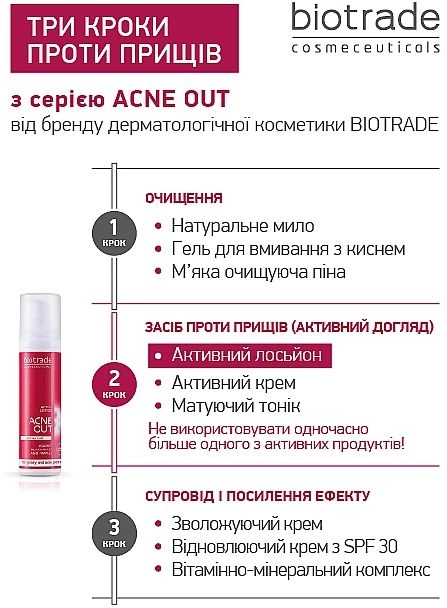 Активний антибактеріальний лосьйон проти акне для жирної та проблемної шкіри локального застосування - Biotrade Acne Out Active Lotion, 60 мл - фото N8