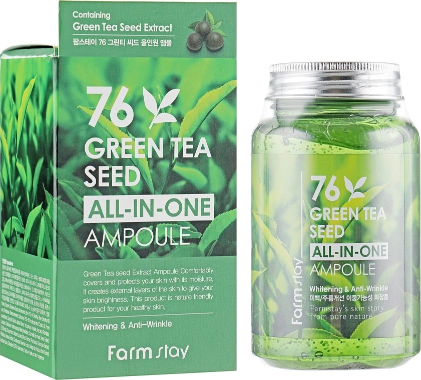 Ампульна сироватка з зеленим чаєм - FarmStay All-In-One 76 Green Tea Seed Ampoule, 250 мл - фото N1