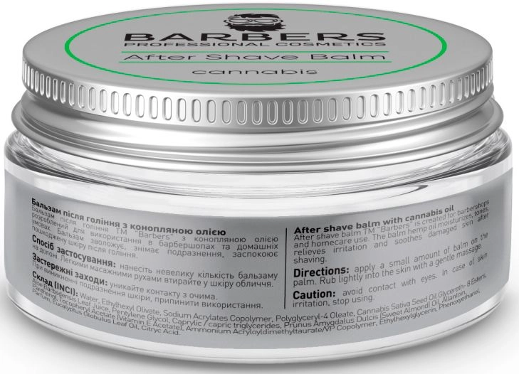 Бальзам після гоління з конопляною олією - Barbers Cannabis After Shave Balm, 100 мл - фото N2