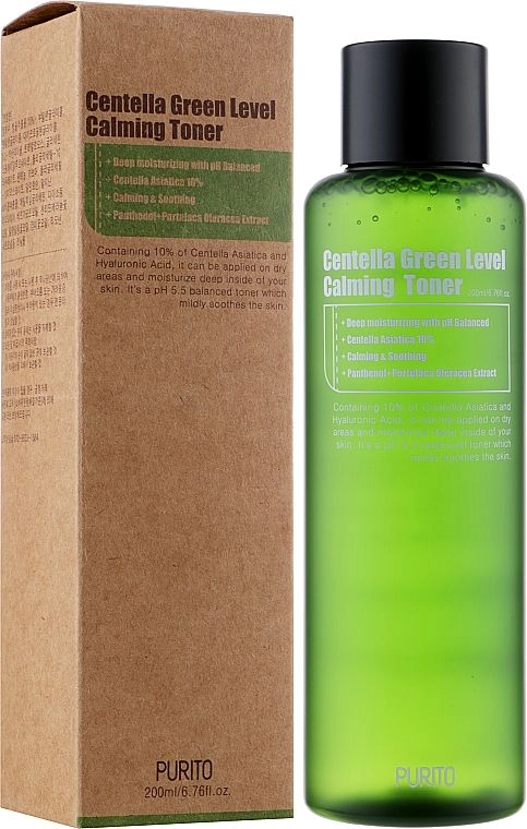 Бесспиртовый успокаивающий тонер с центеллой азиатской - PURITO Centella Green Level Calming Toner, 200 мл - фото N1