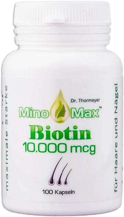Биотин витамины для волос - MinoMax Biotin, 10 000 мкг, 100 капсул - фото N1