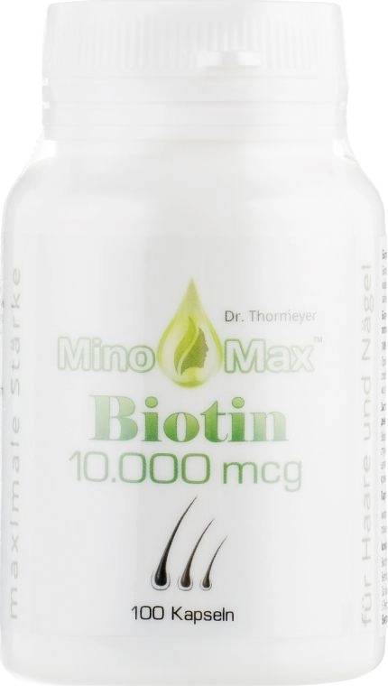 Биотин витамины для волос - MinoMax Biotin, 10 000 мкг, 100 капсул - фото N2