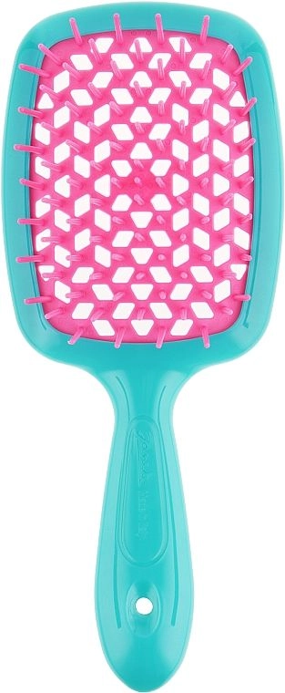Расческа для волос - Janeke Small Superbrush, бирюзовый с розовым, маленькая - фото N1