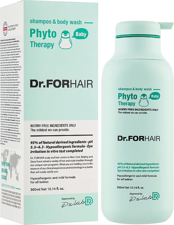 Детский фито шампунь-гель для волос и тела - Dr. ForHair Phyto Therapy Baby Shampoo & Body Wash, 300 мл - фото N2