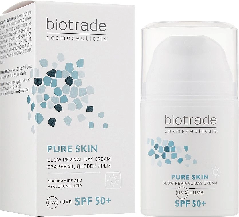 Денний ревіталізуючий крем проти перших ознак старіння з SPF 50 з гіалуроновою кислотою - Biotrade Pure Skin Day Cream SPF 50+, 50 мл - фото N1