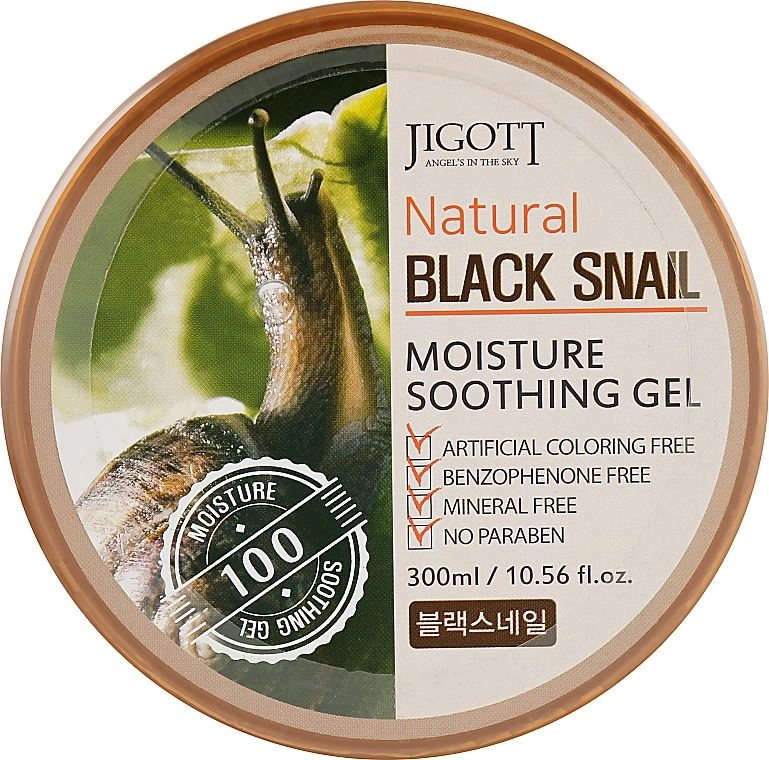 Гель для обличчя і тіла з екстрактом муцину чорного равлика - Jigott Natural Black Snail Moisture Soothing Gel, 300 мл - фото N1