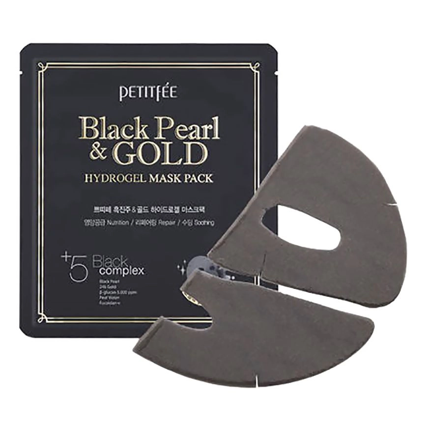 Маска для лица с черным жемчугом - PETITFEE & KOELF Black Pearl & Gold Hydrogel Mask Pack, 1 шт - фото N1