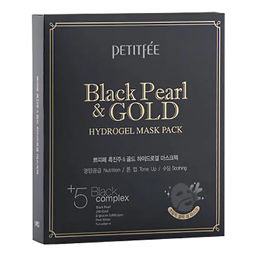 Маска для лица с черным жемчугом - PETITFEE & KOELF Black Pearl & Gold Hydrogel Mask Pack, 1 шт - фото N2