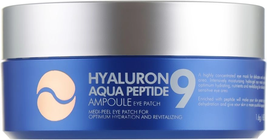 Гидрогелевые патчи глубокого увлажнения с пептидами - Medi peel Hyaluron Aqua Peptide 9 Ampoule Eye Patch, 60 шт - фото N1