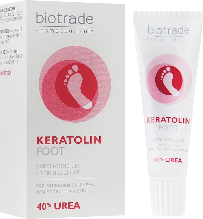 Интенсивный гель с 40% мочевины против огрубелостей и для ухода за ногтями - Biotrade Keratolin Foot Exfoliating Gel, 15 мл - фото N1