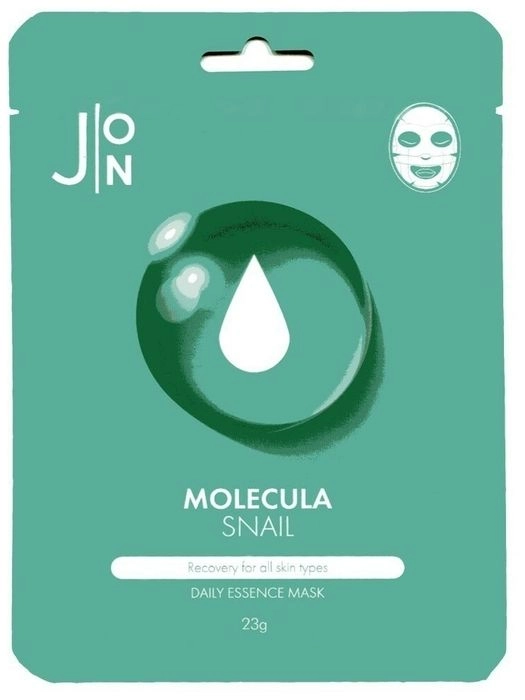 Тканинна маска для обличчя з муцином равлика - J:ON Molecula Snail Daily Essence Mask, 1 шт - фото N1