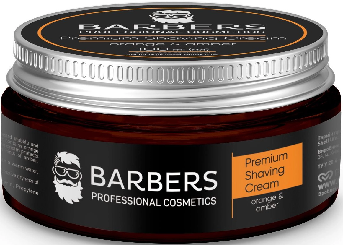 Крем для бритья с увлажняющим эффектом - Barbers Premium Shaving Cream Orange-Amber, 100 мл - фото N2