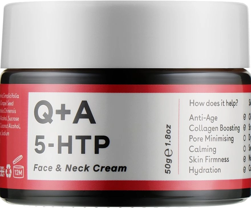 Крем для эластичности кожи лица и шеи - Q+A 5-HTP Face & Neck Cream, 50 г - фото N1