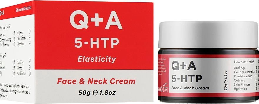 Крем для еластичності шкіри обличчя та шиї - Q+A 5-HTP Face & Neck Cream, 50 г - фото N2