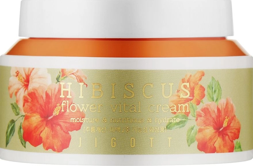 Крем для лица Антивозрастной с экстрактом гибискуса x - Jigott Hibiscus Flower Vital Cream, 100 мл - фото N1