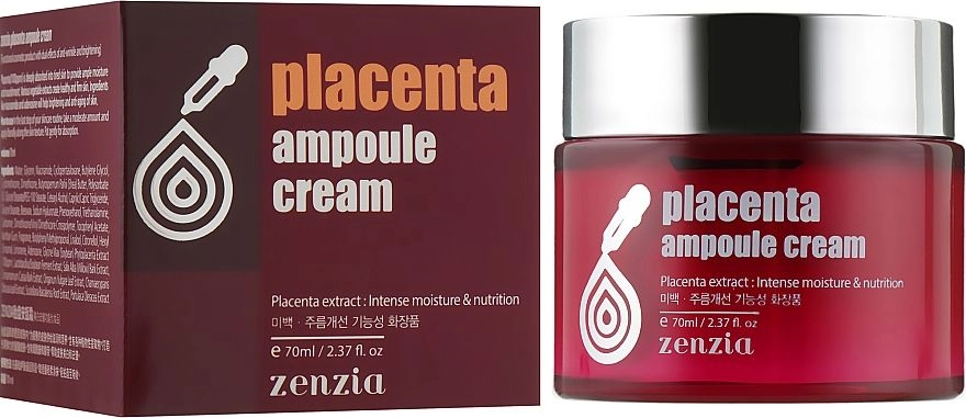 Крем для обличчя з плацентою - Zenzia Placenta Ampoule Cream, 70 мл - фото N2