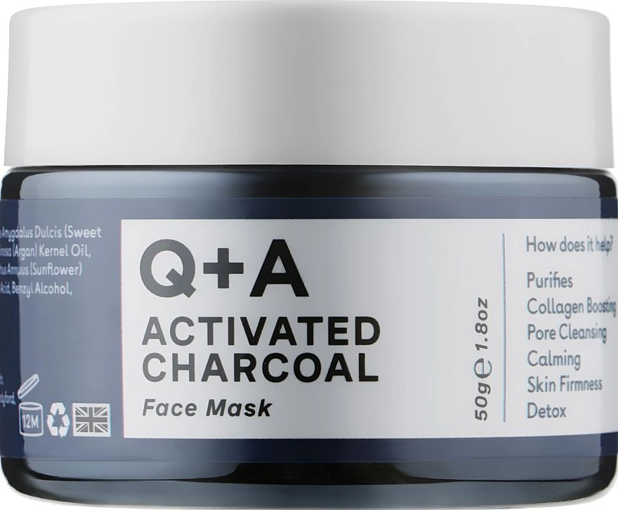 Детокс-маска для обличчя з активованим вугіллям - Q+A Activated Charcoal Face Mask, 50 г - фото N1