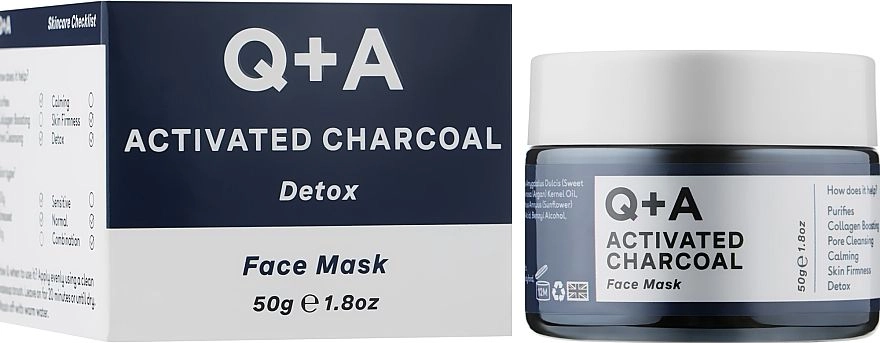 Детокс-маска для обличчя з активованим вугіллям - Q+A Activated Charcoal Face Mask, 50 г - фото N2