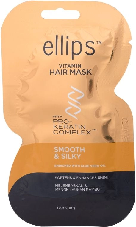 Маска для волосся "Бездоганний шовк" з Про-Кератиновим комплексом - Ellips Vitamin Hair Mask Smooth & Silky, 18 мл - фото N1