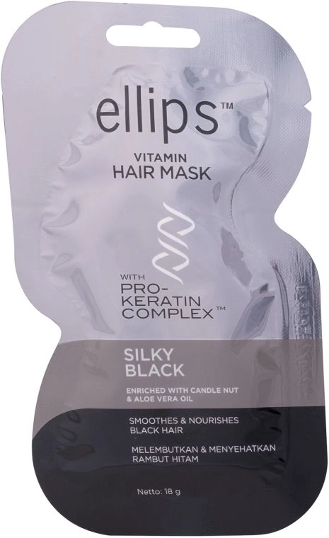 Маска для волосся "Шовкова Ніч" з Про-Кератиновим комплексом - Ellips Vitamin Hair Mask Silky Black, 18 мл - фото N1