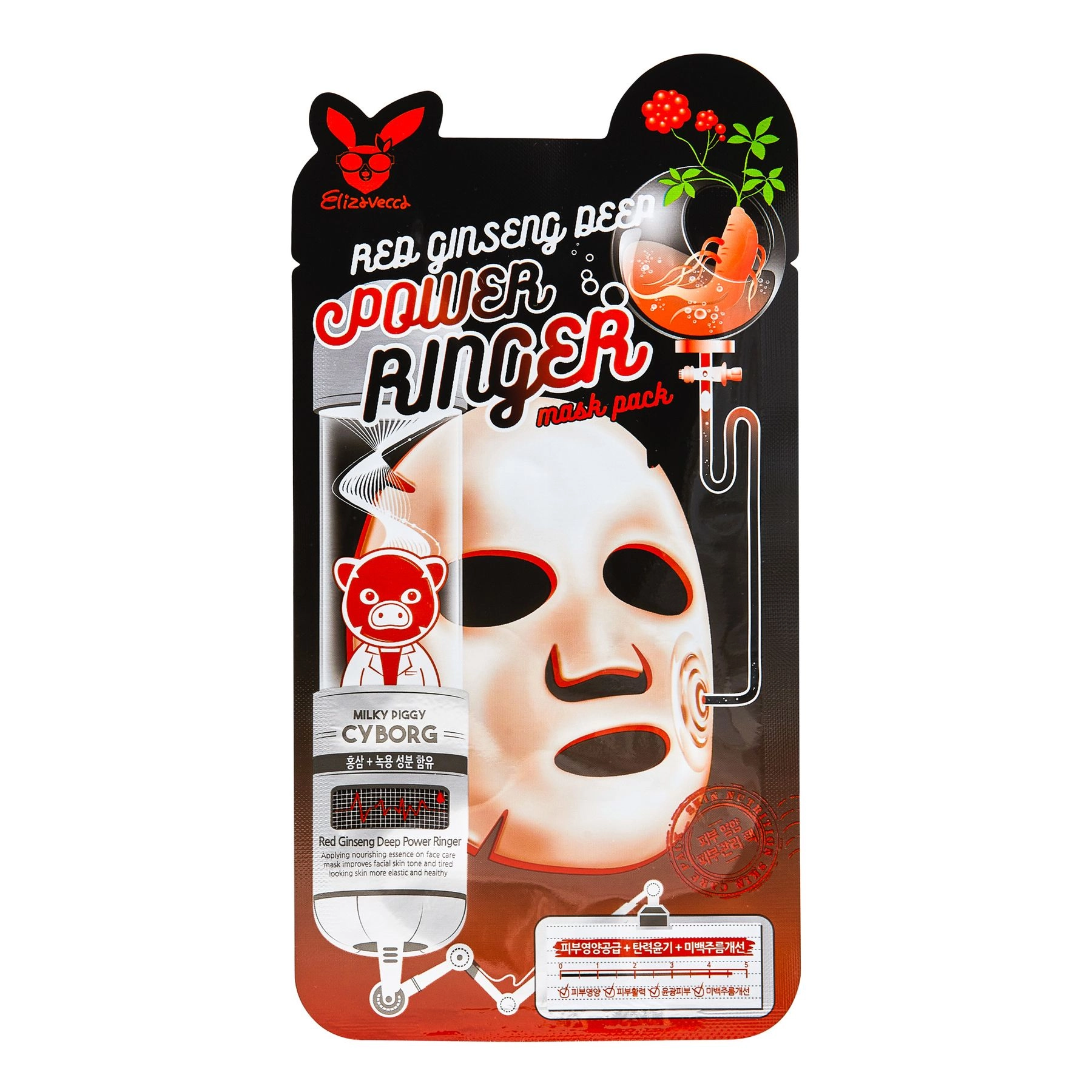 Маска омолоджуюча з женьшенем - Elizavecca Red Ginseng Deep Power Ringer Mask, 1 шт - фото N1