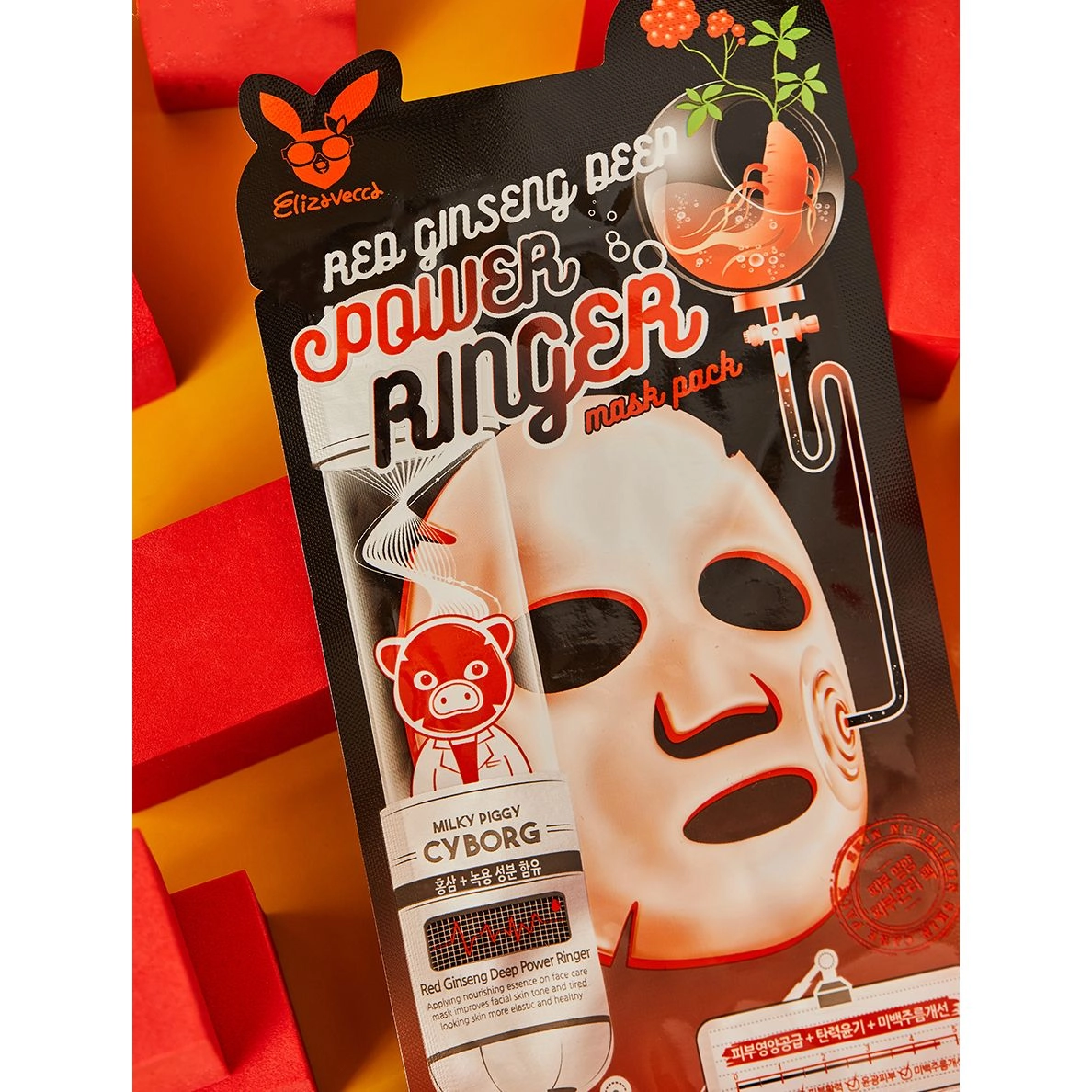 Маска омолоджуюча з женьшенем - Elizavecca Red Ginseng Deep Power Ringer Mask, 1 шт - фото N9