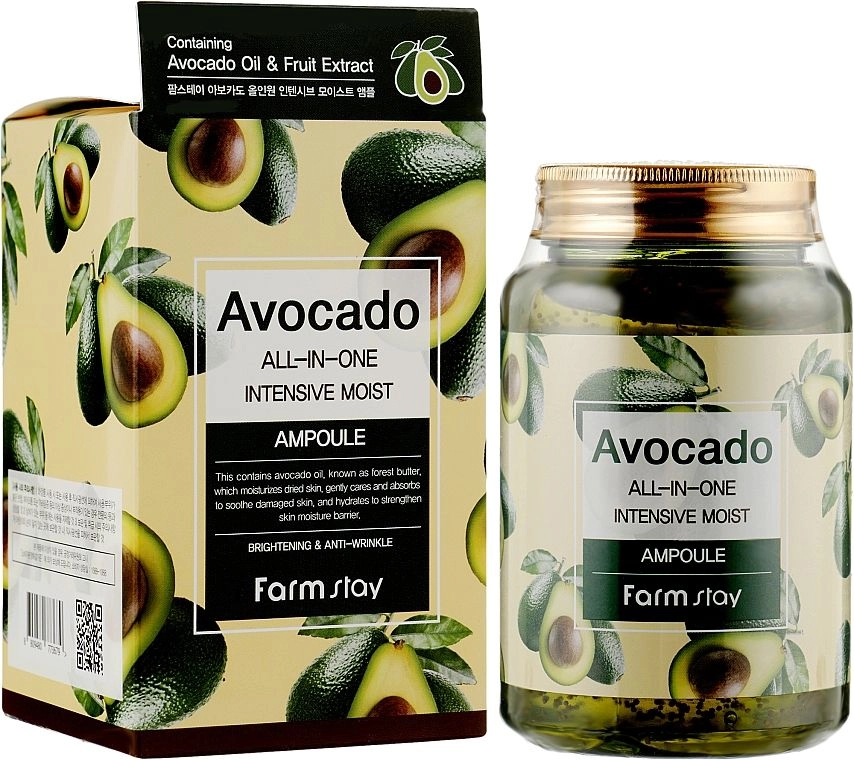 Многофункциональная сыворотка для лица с экстрактом авокадо - FarmStay Avocado All-In-One Intensive Moist Ampoule, 250 мл - фото N1