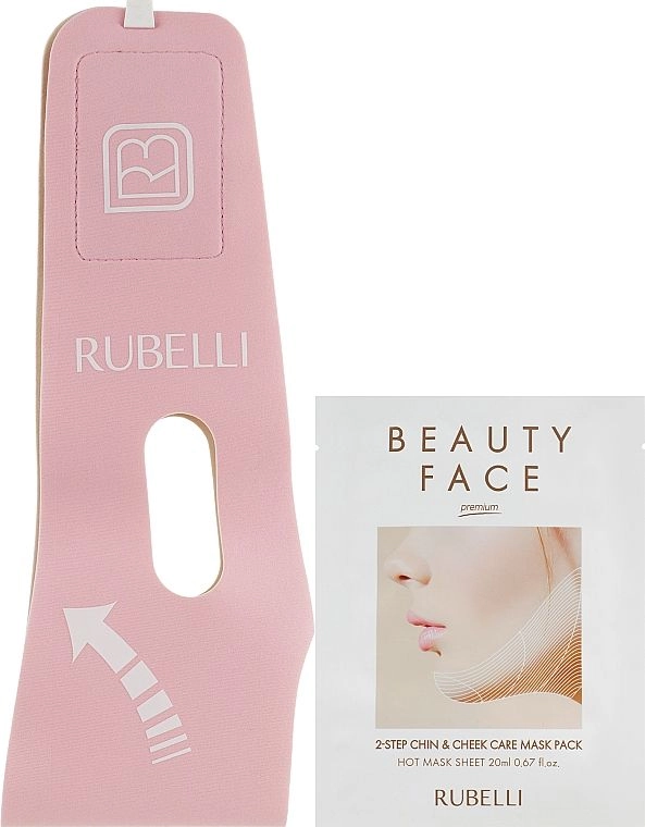 Набор для подтяжки контура лица бандаж + тканевая маска - RUBELLI Beauty Face 2-Step Chin & Cheek Care Mask Pack, 20 мл - фото N2