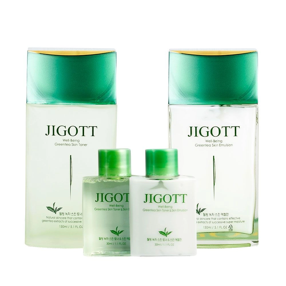 Набір чоловічий для догляду за обличчям з зеленим чаєм - Jigott Well Being Green Tea Homme Skin Care 2SET, 4 продукта - фото N1