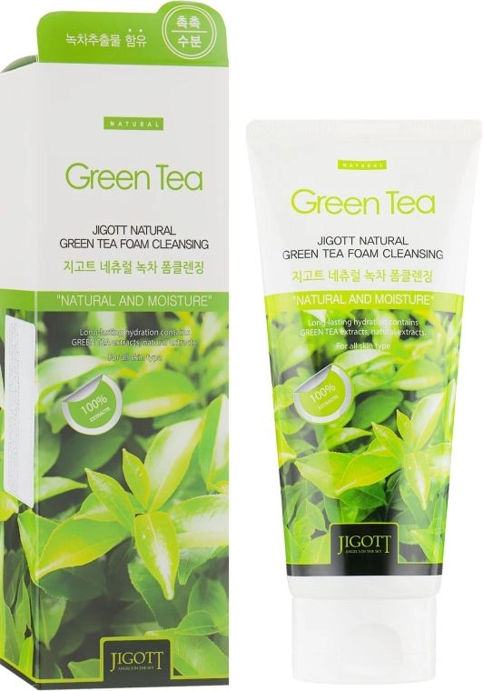 Очищающая пенка с экстрактом зеленого чая - Jigott Natural Green Tea Foam Cleansing, 180 мл - фото N1