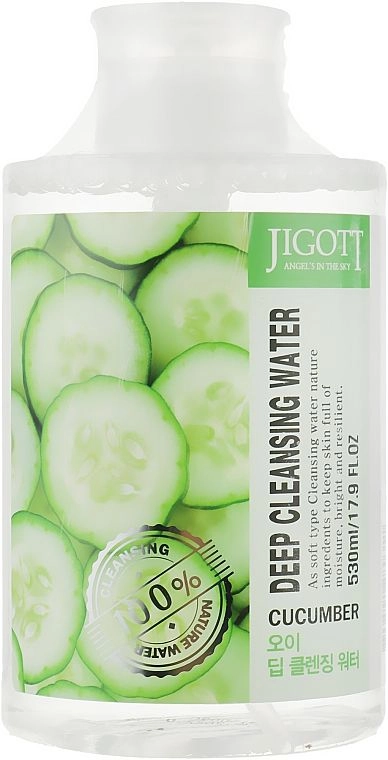 Очищаюча вода з екстрактом огірка - Jigott Cucumber Deep Cleansing Water, 530 мл - фото N1