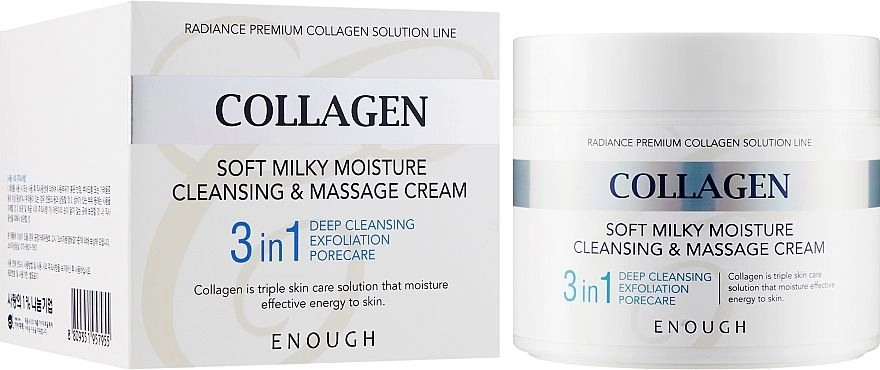 Enough Collagen Soft Milky Moisture Cleansing & Massage Cream Очищуючий масажний крем для обличчя і тіла 300 мл - фото N1